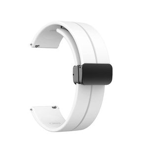 سوار سيليكون مقاس 22 مم مزود بإبزيم مغناطيسي قابل للطي لساعة أورايمو تيمبو W 2 OSW20 الذكية الرياضية - أبيض