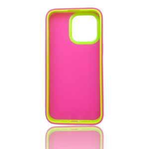 Back protection cover made of plastic for Apple iPhone 14 with a frame inside to protect the phone - Pink