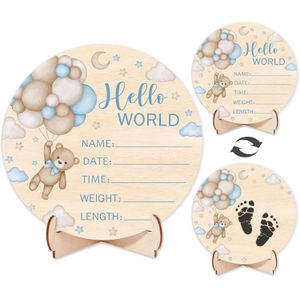 Andrain Birth Stat Sign, Hello World, Footprint (Blue)