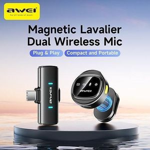 Awei Dual Wireless Magnetic Lavalier Mic - Mk3 - Black