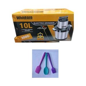 Chopper, 10 Liters, 3000 Watts, Stainless Steel, Meat And Vegetable Grinder, 100% Copper Motor + 3-piece Silicone Spreader Set As A Gift