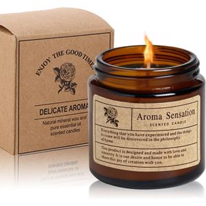 Scented candles with rose and ebony fragrance for home aromatherapy and massage, 85 grams