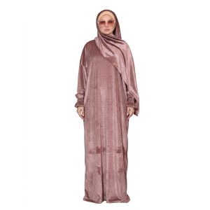 اسدال إسلامي فاخر بلون Kashmiri مطابقة للقياسات الكبيرة مع حجاب متكامل، تصميم أنيق يناسب المناسبات اليومية والرسمية- خامه قطيفه  مقاس free 80-120kg