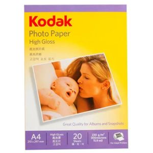 Kodak High Glossy Suede Photo Paper for 3R/4R/5R/A4/A3 Printer Color Photo Paper 5 6 Inch Inkjet Printing Paper ( 20 Sheets ) Glossy 20sheet