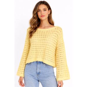 بلوزة كاجوال مثقبة - اصفر