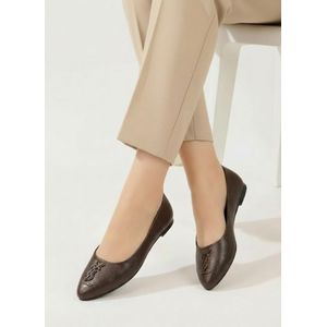 Life Stylish باليرينا فلات جلدية BN-511 - بني