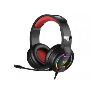 Havit H2233d Wired Gaming Headset with 3.5 mm Audio Jack, RGB Lighting, Black/Red, with Microphone