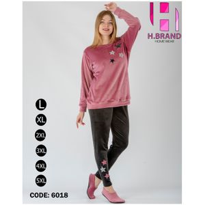 H.Brand بيجامة قطيفة شتوي حريمي و بيج سايز بالفوت وير