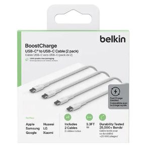 Belki  BoostCharge USB-C to USB-C Cable- 1m -2pack - White