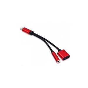 2-In-1 Lightning Adapter With Dual Lightning Audio And Charging Splitter Cable Red
