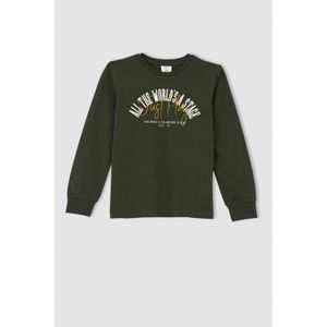 Defacto Knitted Long Sleeve T-Shirt - D.Green