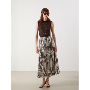 LC Waikiki Waist Zippered Patterned Pleated Skirt