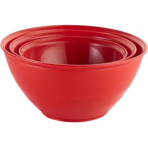 M Design Mixing Bowl Set - Small 16 cm, Medium 24 cm, Large 30 cm - BPA Free, Microwave Safe, Dishwasher Safe, Food Safe, Stackable - Red