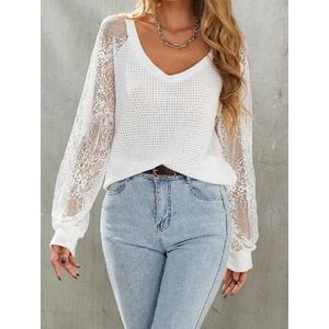 SHEIN VCAY Contrast Guipure Lace Drawstring Waist Kimono