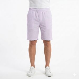 Red Circle Self Striped Elastic Waist Shorts - White & Purple