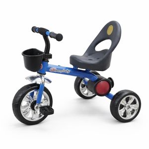 Kid Premium Kids Tricycle – Heavy Duty Metal Frame, Rubber Wheels with Metallic Rims, Front Basket & Comfortable Seat – Blue Suitable Age: 2 to 5 Years