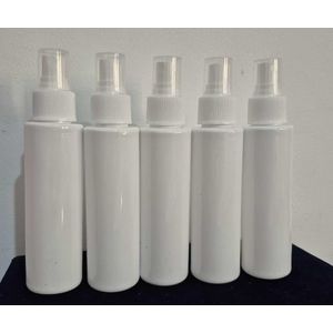 عبوة من 5 زجاجات رذاذ بلاستيكية بيضاء سعة 100 مل قابلة لإعادة التعبئة، زجاجات رذاذ تجميلية ناعمة