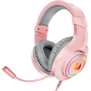 Redragon  سماعة راس ستيريو للالعاب H260 هيلاس RGB - مشغلات 50 ملم - ميكروفون لتقليل الضوضاء - للكمبيوتر - بلاي ستيشن 4 - اكس بوكس - الموبايل -- بينك، سلكي، فوق الأذن، زهري