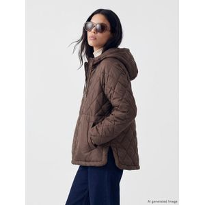 LC Waikiki Hooded Argyle Patterned Women's Puffer Coat