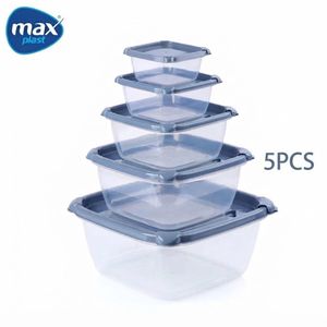 Max Plast طقم علب حفظ الطعام 5 قطع – حاويات تخزين طعام بلاستيك محكمة الغلق – علب ثلاجة متعددة الأحجام لحفظ الأطعمة والخضروات والوجبات