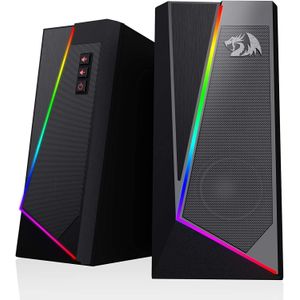 Redragon مكبرات صوت مكتبية GS520 Anvil RGB، مكبر صوت ستيريو ثنائي القنوات للكمبيوتر الشخصي مع 6 أوضاع إضاءة LED ملونة