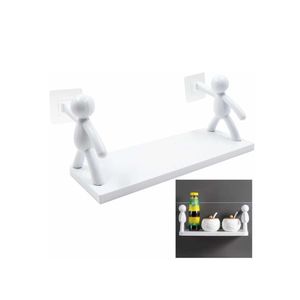 Self-Adhesive Wall Mount Storage Holder Space Saving Organization Rack White