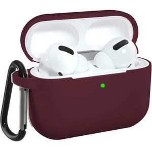 Case Compatible with AirPods Pro, Silicone Protective Charging Case Skin with Keychain Compatible with AirPods Pro Case for Women Men, Wireless Charging, Front LED Visible - Wine Red