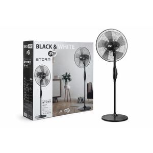 Black & White مروحة ستاند بلاك آند وايت ستورم 18 بوصة – 5 ريش، 3 سرعات، ارتفاع قابل للتعديل وتشغيل هادئ – موديل SF-79