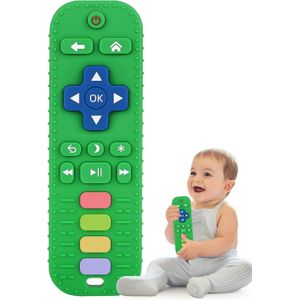 Baby Remote Teether Toy for Teething Infants, Soft Silicone Chew Toy for Babies 6-12 Months, Interactive Color and Shape Recognition Sensory Toy, Baby Learning Activity