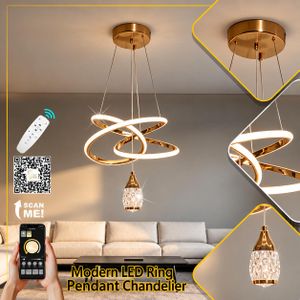 Home Appliances ثريا عصرية متدلية بتصميم حلقي وإضاءة LED