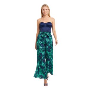 Forever 21 Wide-Leg Floral Print Palazzo Pants with Tie Belt
