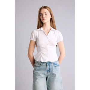 Defacto Slim Fit Shirt Collar Short Sleeve Shirt