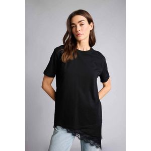 Defacto تيشيرت نص كم بيزك سادة قصة عادية وياقة مستديرة