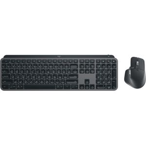 Logitech MX Keys S Combo - Performance Wireless Keyboard and Mouse with Palm Rest, Customizable Illumination, Fast Scrolling, Bluetooth, USB C, for Windows, Linux, Chrome, Mac - Graphite, ARA Layout