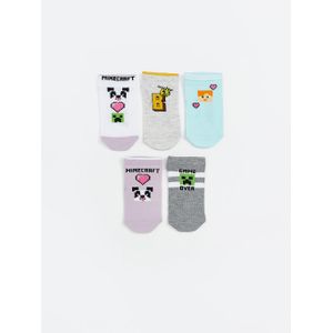 LC Waikiki Minecraft Patterned Girl's Trainer Socks 5 Pack