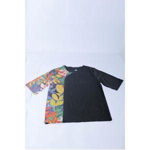 Long Sleeve On Loose Plaid T-Shirt Top SIZE 4 BLACK WOMAN