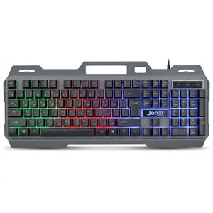 Jedel كيبورد الألعاب K101 بإضاءة خلفية وتأثيرات قوس قزح RGB، لوحة مفاتيح ألعاب سلكية متوافقة مع أنظمة التشغيل المختلفة