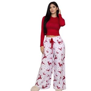 Wide leg pajama pants - Gazelle design - Red