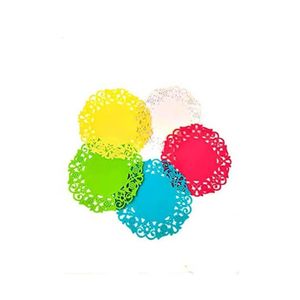 Placemats Silicone Hollow Out Flower Lace Round Shape Coaster Cup Insulation Mat Set Of 5 Multicolour 10cm