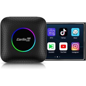 جهاز أندرويد 13 ايه اي بوكس إصدار ليد، كوالكوم 8 نواة، 8+128GB، محول 3 في 1 مع شبكة اتصال خلوية 4G، بث فيديو، شريحة اتصال/بطاقة TF مدمجة، جوجل بلاي، للسيارات المزودة بنظام كاربلاي السلكي من كارلين نت