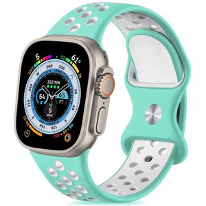 سوار ساعة ذكية، متوافق مع Apple Watch 49mm 45mm 44mm 42mm 41mm 40mm 38mm، من سيليكون، تصميم جيد التهوية، تصميم نحيف وخفيف - سماوي*أبيض