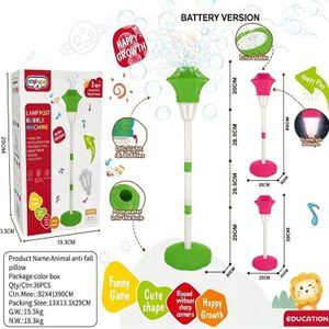آلة فقاعات على شكل عمود إنارة مع إضاءة LED وموسيقى – ارتفاع قابل للتعديل