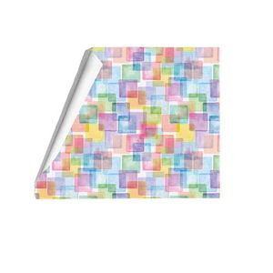 Gift Wrapping Paper with Colourful Watercolour Square Pattern, Multicolour Wrap size (50x70)