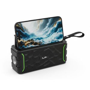 LP سبيكر بلوتوث لاسلكي محمول -V95 مع حامل للجوال، صوت ستيريو عالي 8 واط وباس قوي، يدعم راديو FM وUSB وذاكرة، بطارية 800mAh، تقنية TWS، مثالي للرحلات والحفلات والمنزل - لون أسود