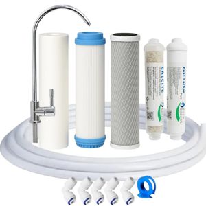 طقم صيانة وتحديث فلتر مياه 5 مراحل (بيور سيكرت) جودة تايواني - يشمل حنفية ستانلس، 5 متر خرطوم، ووصلات سريعة