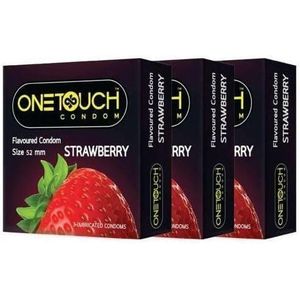 One Touch واحد تاتش الواقي الذكري بنكهة الفراولة - عبوة 3 قطع