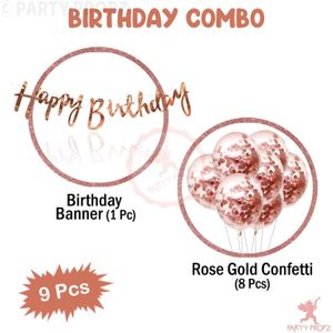 مجموعة من 9 قطع، كومبو عيد ميلاد باللون الذهبي الوردي لزينة أعياد الميلاد للبنات/بالونات لحفلة عيد ميلاد البنات