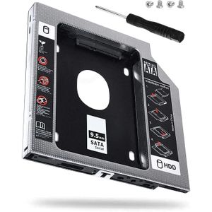 علبة قرص صلب عالمي 9.5 مم نوع SATA إلى SATA مخصص للقرص الصلب الثاني من نوع SSD أو هارد HDD، يُركب في مكان محرك الأقراص الضوئية (CD / DVD - ROM) في اللاب توب (عبوة من قطعة واحدة) من ات دراز
