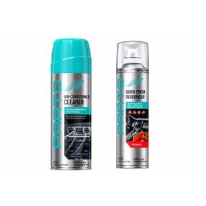 Barto Car Air Conditioner Sterilizer and Scented Air Conditioning Capsule 220ml Fast and Refreshing Vanilla Scented Odor Remover and Air Conditioner Cleaner 500ml Anti-corrosion Odor Remover eliminates bacteria and germs in the air conditioner