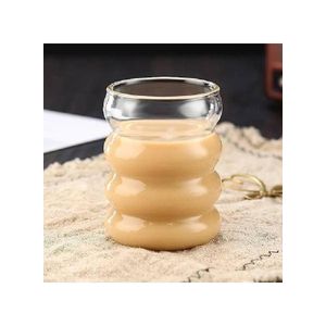 500ml Clear Corrugated Glass Cup for Water, Coffee or Cold Drinks (Clear)